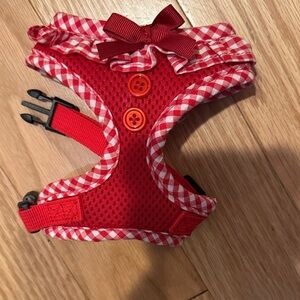 Puppia Red Checkered Dog Harness with Bow